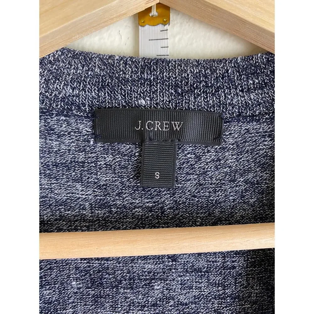 J.Crew Merino Linen Double V Neck Knit Top Sweater Blue Relaxed Small